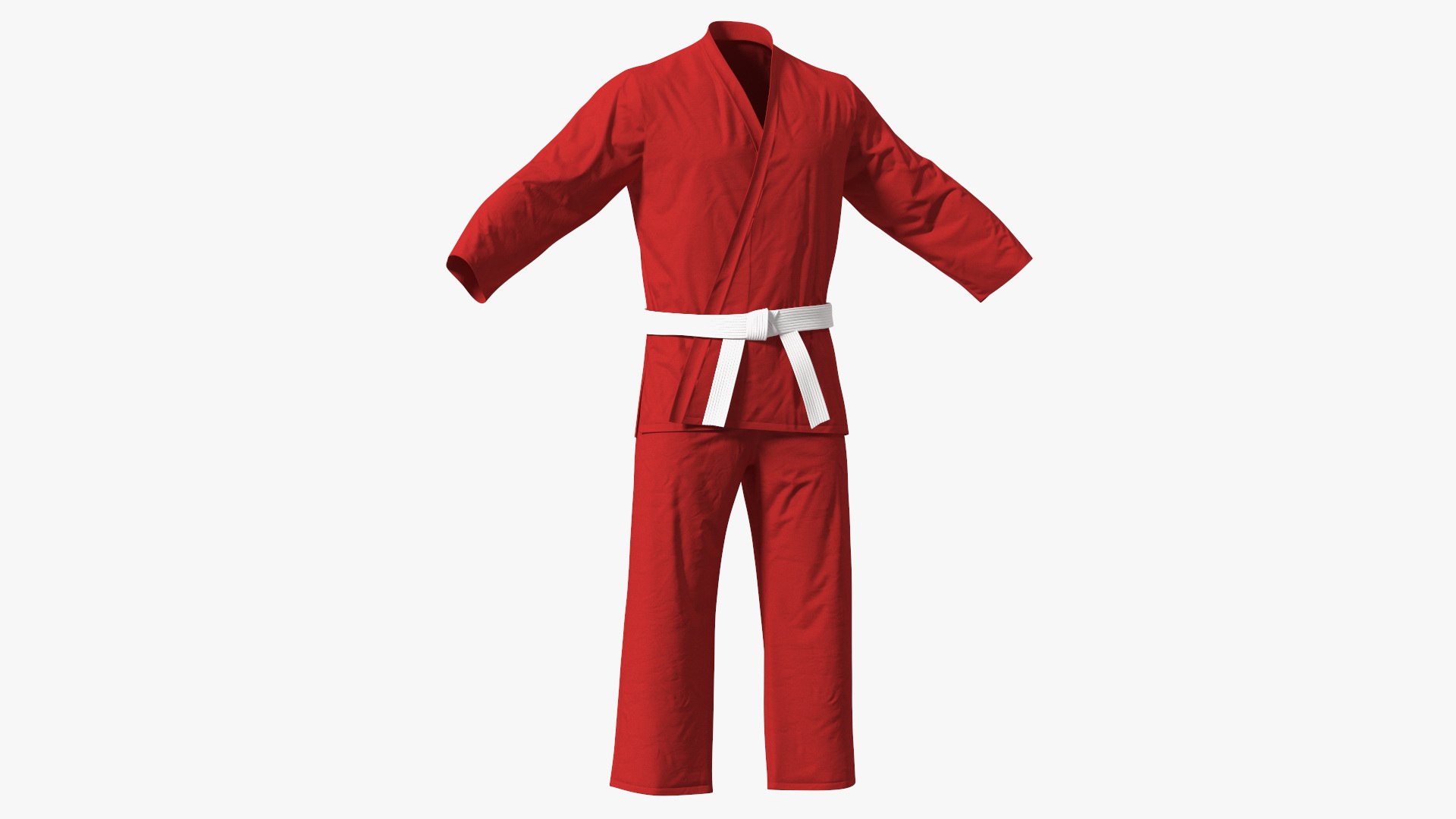 Karate Training Suit Red 3D model preview