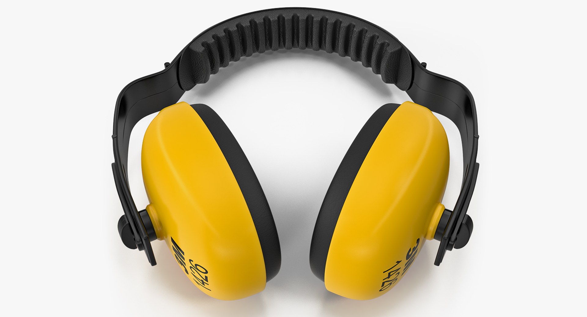 Yellow Working Protective Headphones 3D model preview
