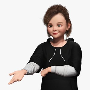 Adorable Stylized Girl Character Game Ready Charming 3D model