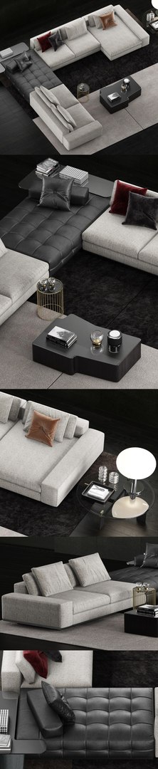 3D Minotti Lawrence Sofa Coffee Table Model - TurboSquid 1587141