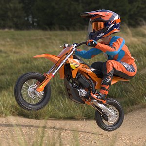 3D KTM Junior Off Road Motorcycle Rider Crouched model