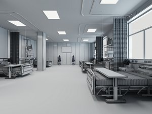 3D Modern Hospital Ward Interior Scene