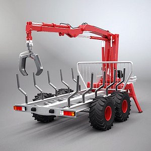 wood trailer 3d model