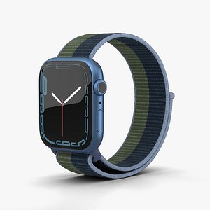 3D Apple Watch Series 7 41mm Blue Aluminum Case with Sport Loop