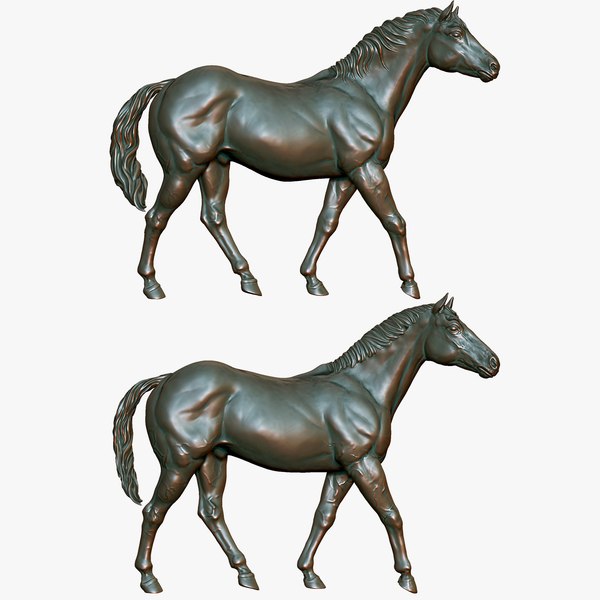 3D Printable Statues 2 Horses Pack 3D model