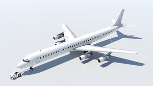 DC-8-61 Vintage Airliner Low Poly Static Blank