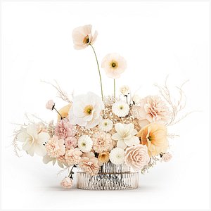 Festive Bouquet Hydrangea Poppy Peony White Roses Magnolia 589 3D model