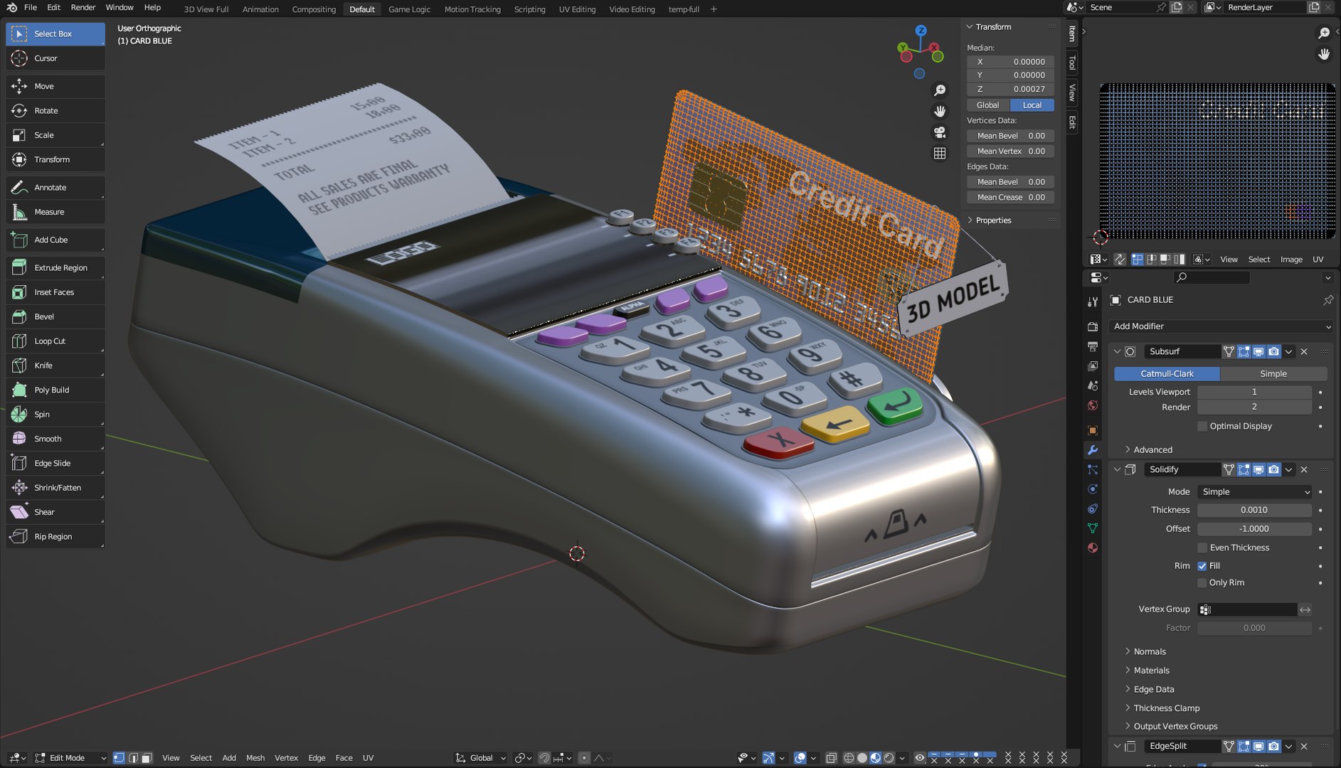 Credit Card Reader Model - TurboSquid 2409818