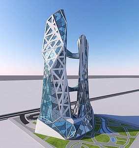3D Deconstruction Twin Skyscraper model