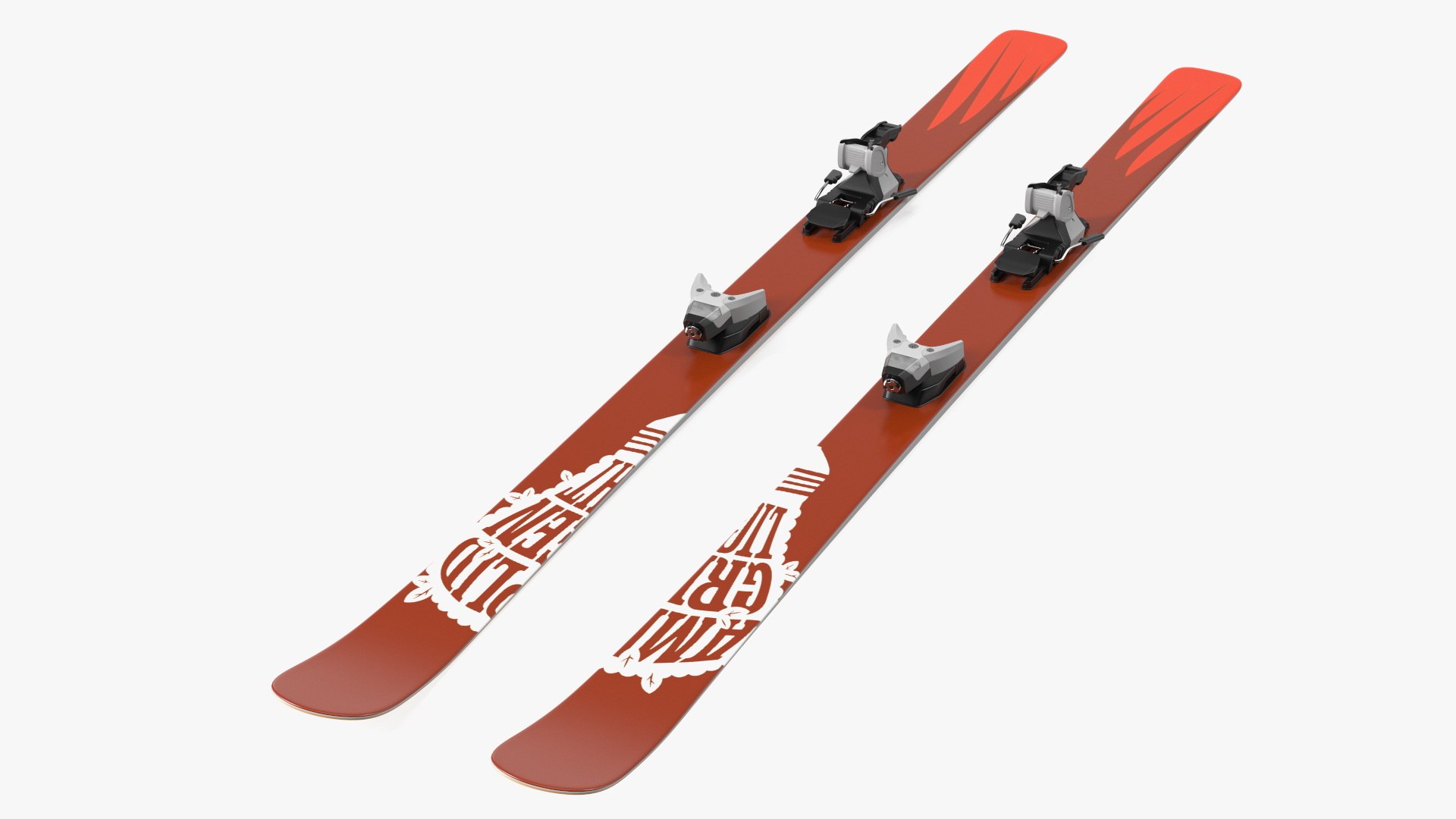 Snow Ski System with Ski Bindings 3D model preview