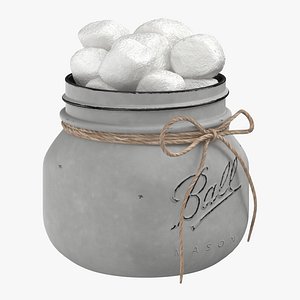 Painted Jar Filled with Cotton Pieces(1)