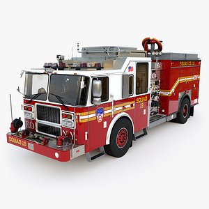 Fire Truck FDNY Squad with Interior