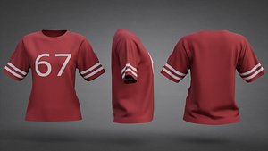 Womens Red Jersey Shirt - Low-Poly 3D Clothing Model
