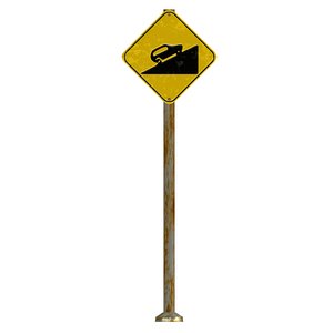 Rusty Steep Ascent Ahead Traffic Sign