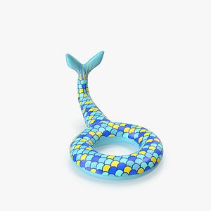 Blue and Yellow Giant Mermaid Tail Pool Float 3D model