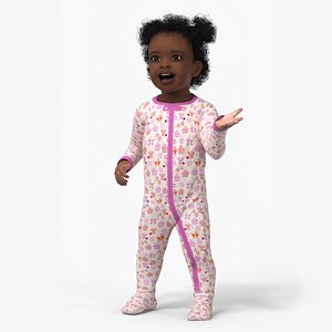 Little African Girl Light Skin in Full Bodysuit Rigged model