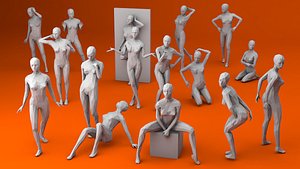 16 Sexy Women People Lowpoly