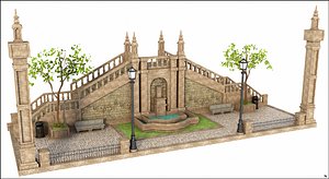 3D model fointain stair