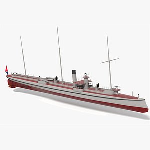 3D Simple model torpedo gunboat Dragonne 1885 - French Navy