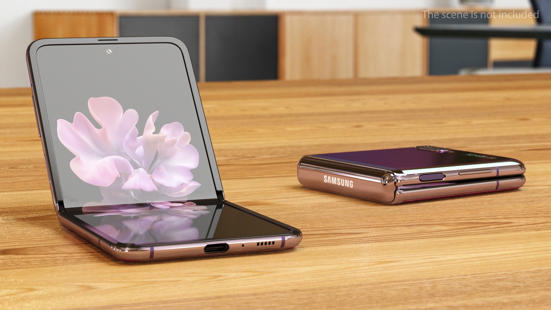 Mirror Purple Samsung Galaxy Z Flip Animated for Modo 3D model preview
