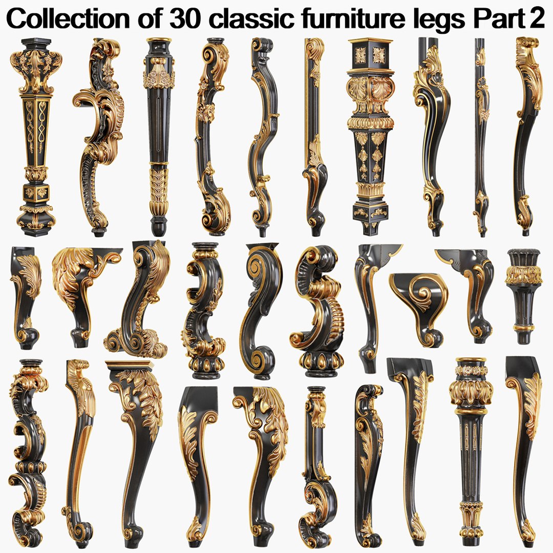 Collection of 30 classic furniture legs Part 2 3D TurboSquid 2054499