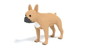 Low Poly Cartoon French Bulldog 3D model