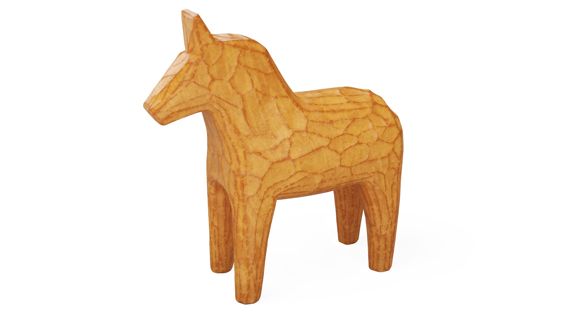 Varnished Carved Wooden Horse Toy 3D model preview