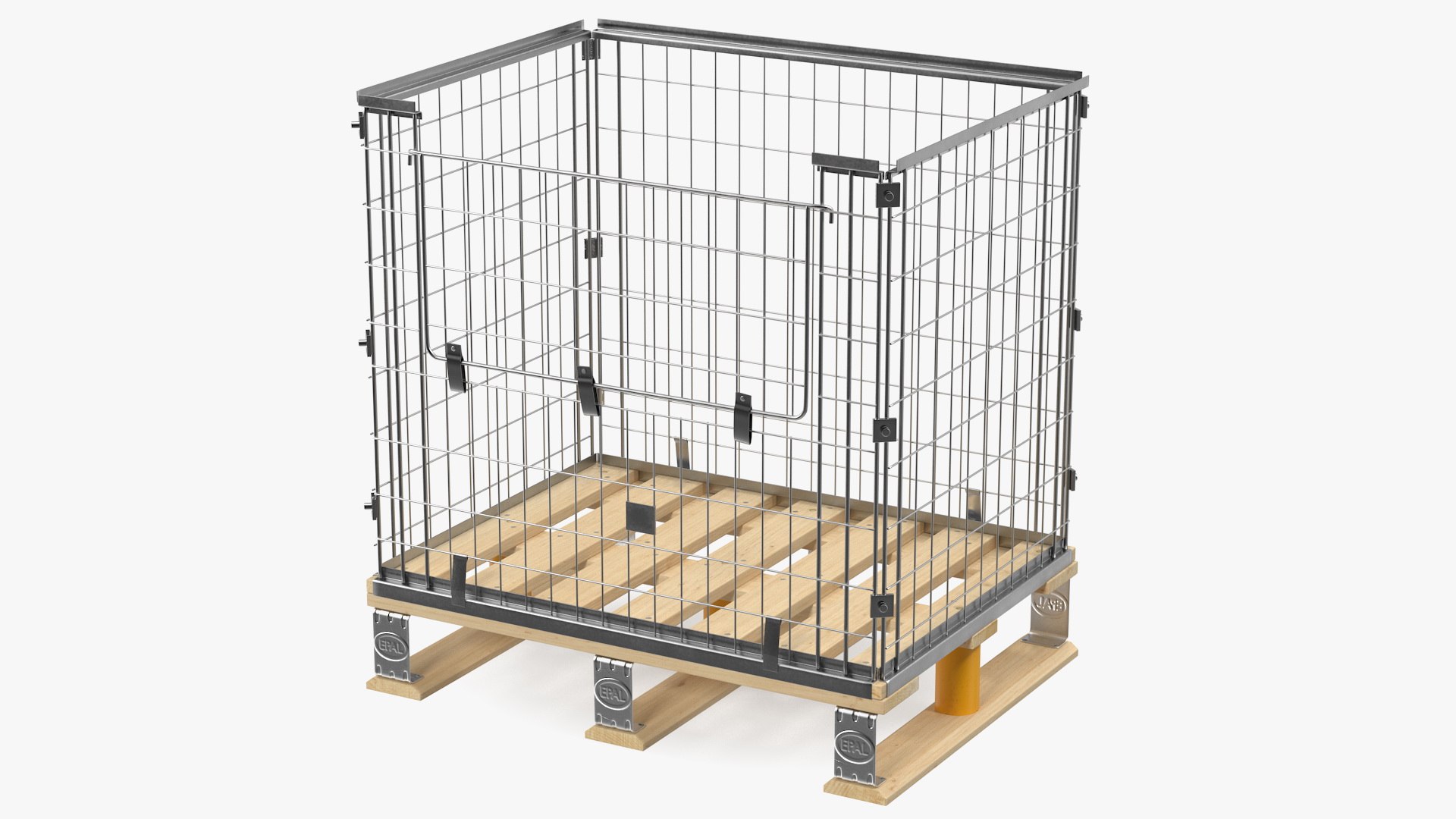 Mesh Cage on EPAL Euro Pallet 3D model preview