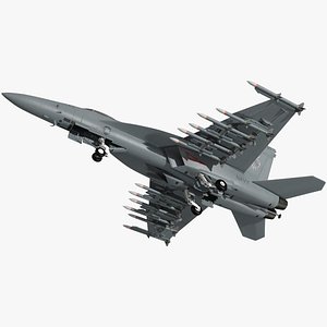 FA-18E Super Hornet with Weapons Rigged for Maya