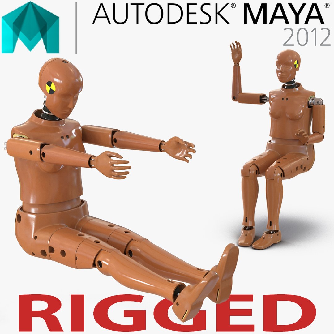Female Crash Test Dummy Rigged for Maya 3D model preview