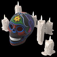 Calavera Noche Oscura with Candles