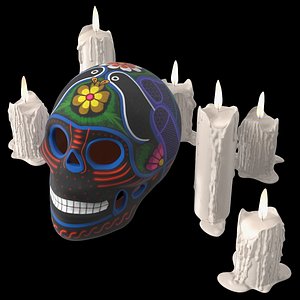 Calavera Noche Oscura with Candles