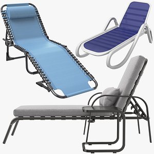 3D Three Sun Loungers model