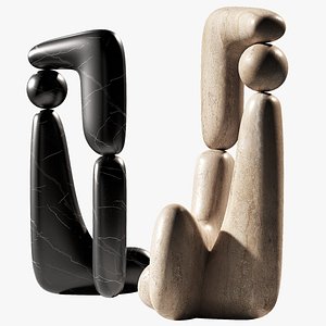 3D Modern abstract sculpture 2 material options