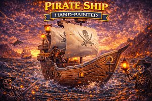 hand-painted pirate ship 3D model