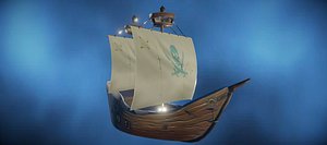 hand-painted pirate ship 3D model