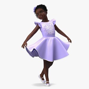3D Black Child Girl Party Style model