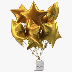 Matte Gold Star Balloon Bouquet with Gift Box