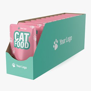 3D model Wet Cat Food Pouch Box Mockup