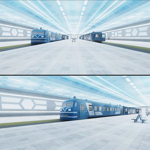 3D modern train station
