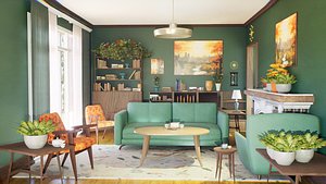 Living Room 1950s  40 Assets 3D model