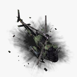 3d destroyed fennec helicopter
