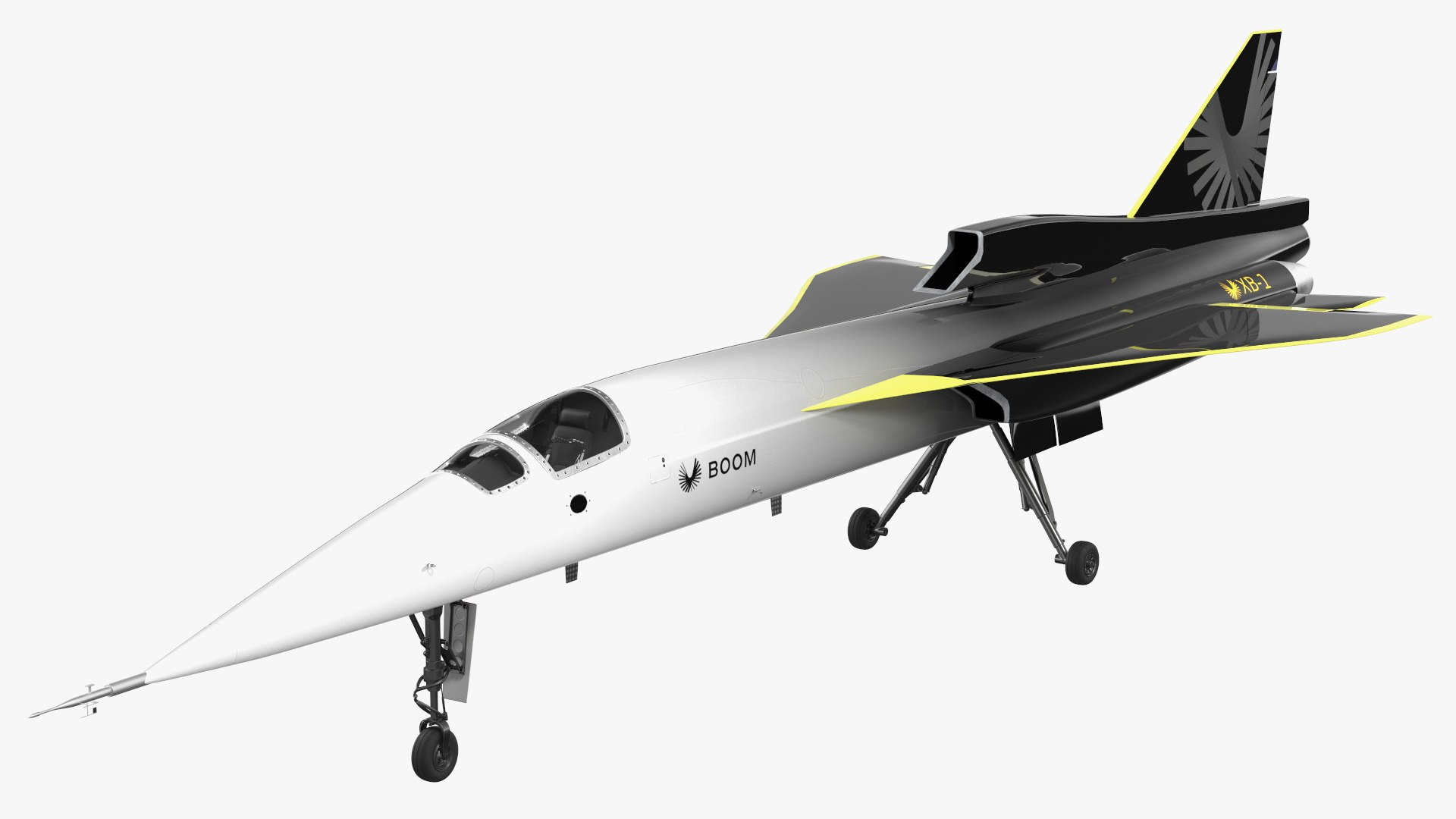 Experimental Supersonic Aircraft Boom XB-1 Rigged 3D model preview