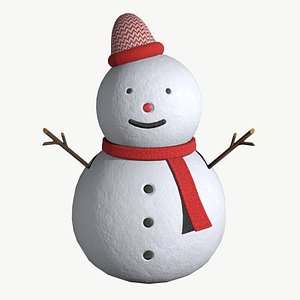 Cute Snowman Character PBR Low-Poly