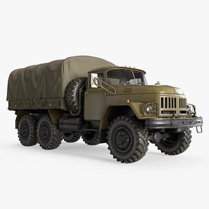 ZIL-131 Military Truck with Cargo Bed and Canvas Cover