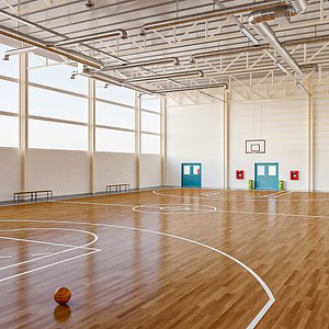 basketball court locker room 3D