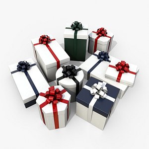 Gift Boxes - Signature Styles with Tied Ribbon Rosette 3D model
