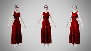 Dress 31 Crimson Royale Velvet 3D