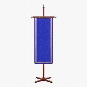 3D model Banner with Stand Rectangle Blue