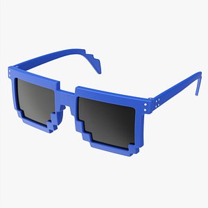 3D Pixel style glasses blue model